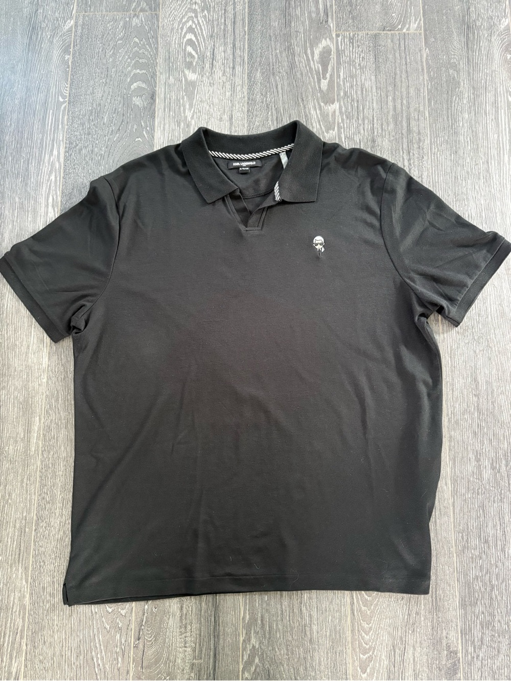 Karl Lagerfeld Paris Black Polo Shirt XL Choupette/Karl Logo Minimal Designer